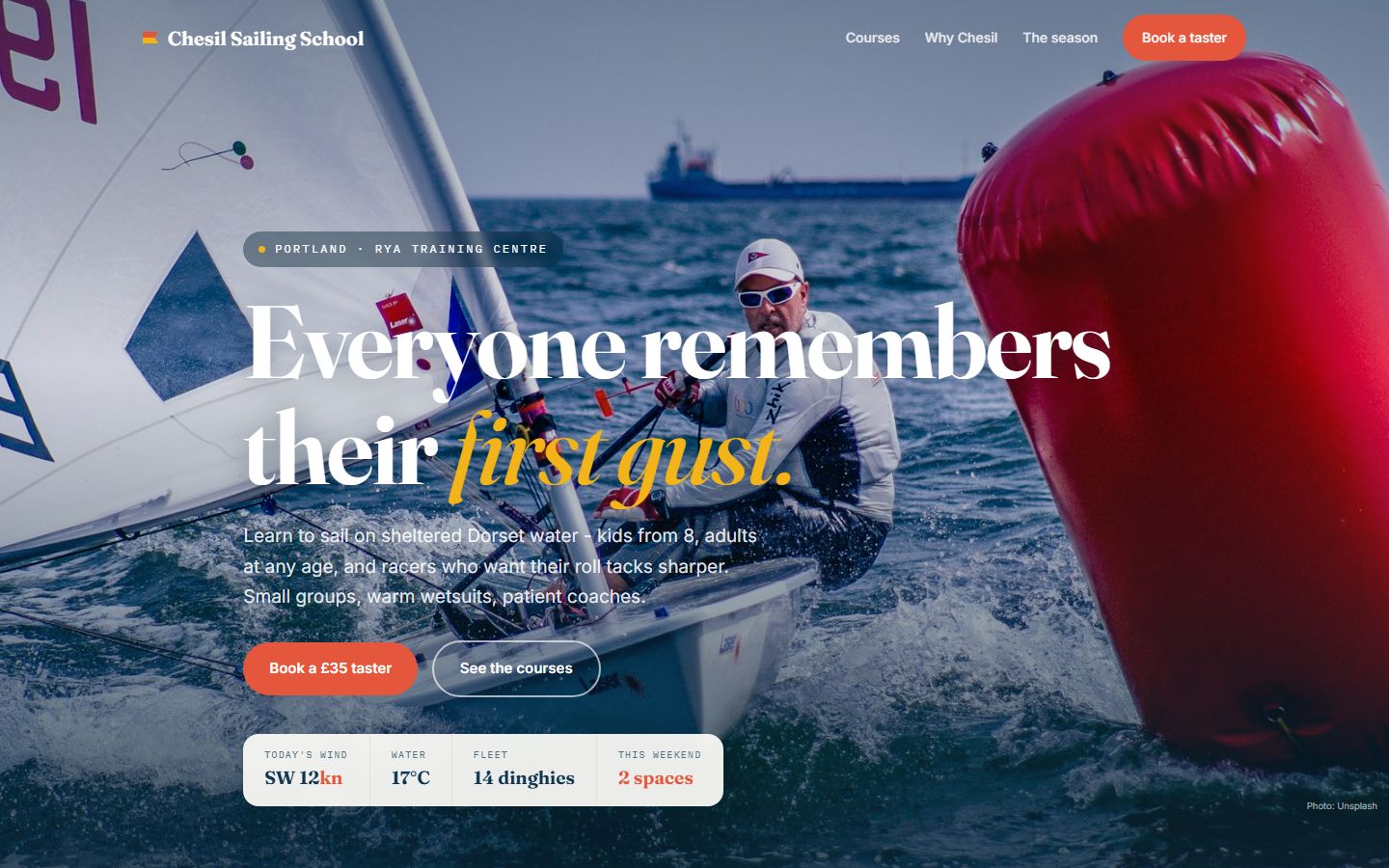Chesil Sailing School website demo built by Kerb Studio