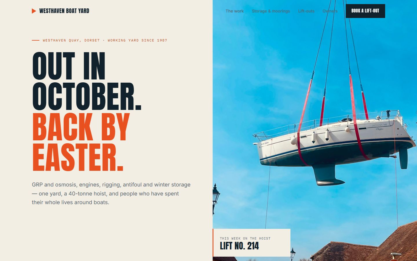 Westhaven Boat Yard website demo built by Kerb Studio