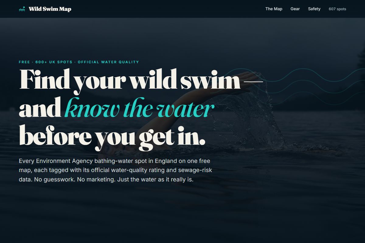 Wild Swim Map - a live web product built and run by Kerb Studio